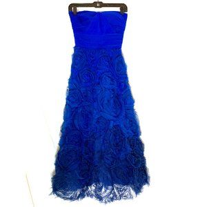 NWT Marchesa Notte Royal Blue Tulle Strapless Gown
